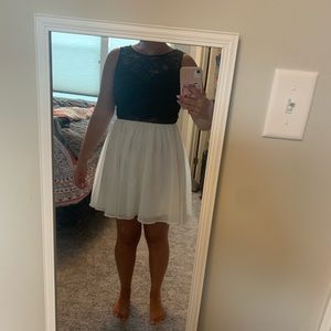 A black and white semi-formal dress.